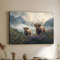 Landscape cow canvas shown freestanding by window