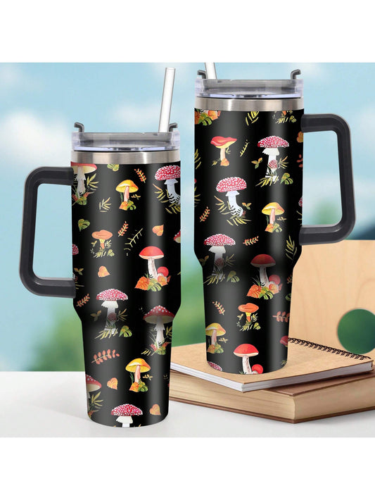 Stay hydrated in style with our Charming Mushroom Print Insulated Tumbler! This 40 oz stainless steel travel cup keeps your drinks insulated and comes with a convenient straw for on-the-go sipping. Perfect for fitness, parties, and everyday use. Say goodbye to boring tumblers and hello to charming hydration.