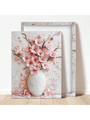 Take your living space to the next level with this Charming Pink Floral Vase Canvas Art! The elegant framed wall decor features a beautiful pink floral vase design that will add a touch of sophistication to any room. Perfect for those looking to add a charming and unique piece to their home decor.