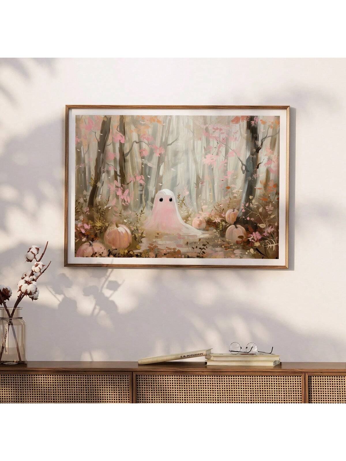 Add a whimsical touch to your Halloween decor with this Charming Pink Ghost wall art. This playful canvas print blends spooky vibes with a trendy pink twist, perfect for brightening up any room. Its unique design adds fun and personality, making it an eye-catching piece for your festive celebrations or year-round charm.