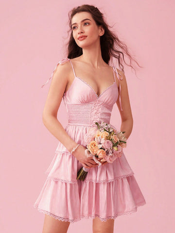 Get ready to slay in style with our Charming Pink Princess Lace Patchwork Dress! Perfect for graduating parties, this dress exudes elegance and charm with its intricate lace patchwork. Be the belle of the ball and stand out in this unique and flirty dress.