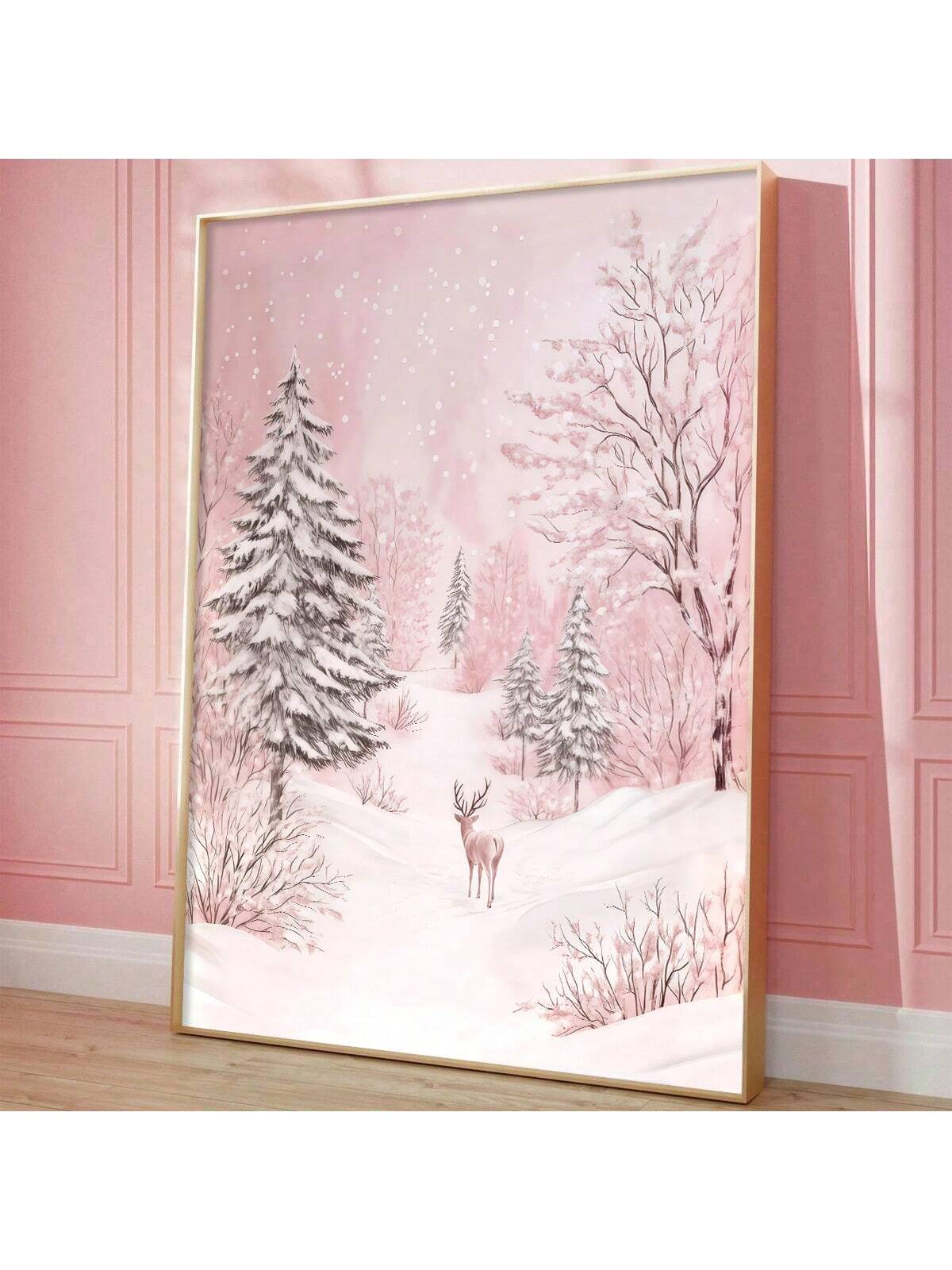 Transform your space into a winter wonderland with this enchanting pink forest canvas print! Featuring graceful reindeer nestled among snowy trees, this piece brings festive charm and cozy warmth to any room. The soft pink palette creates a modern twist on classic holiday décor, making it perfect for those who love seasonal style with a contemporary flair. Whether displayed in your living room, bedroom, or entryway, this canvas adds whimsical character and holiday magic to your home. Ideal for creating that