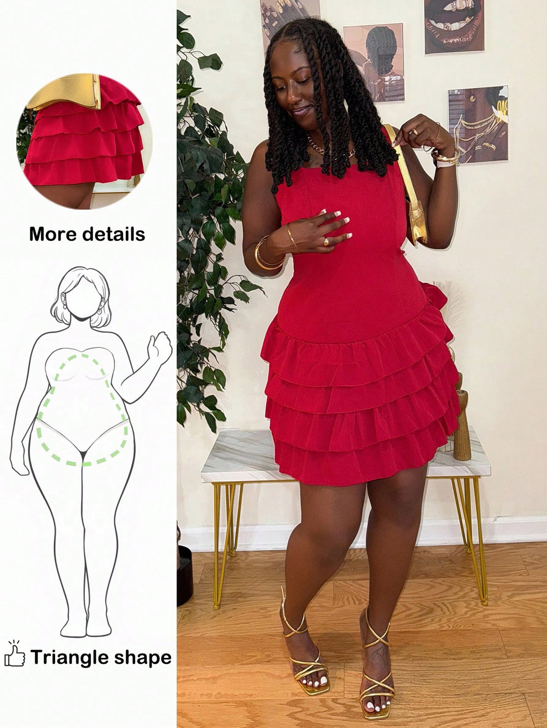 Celebrate in style with this charming plus-size sleeveless dress, designed to flatter pear and triangle body shapes beautifully. The playful ruffled trim adds a touch of whimsy and movement, while the short length keeps things fun and festive. Perfect for birthday bashes and special occasions, this dress combines comfort with eye-catching details that let your personality shine. Whether you're dancing the night away or enjoying cake with friends, you'll feel confident and fabulous in this delightful piece.