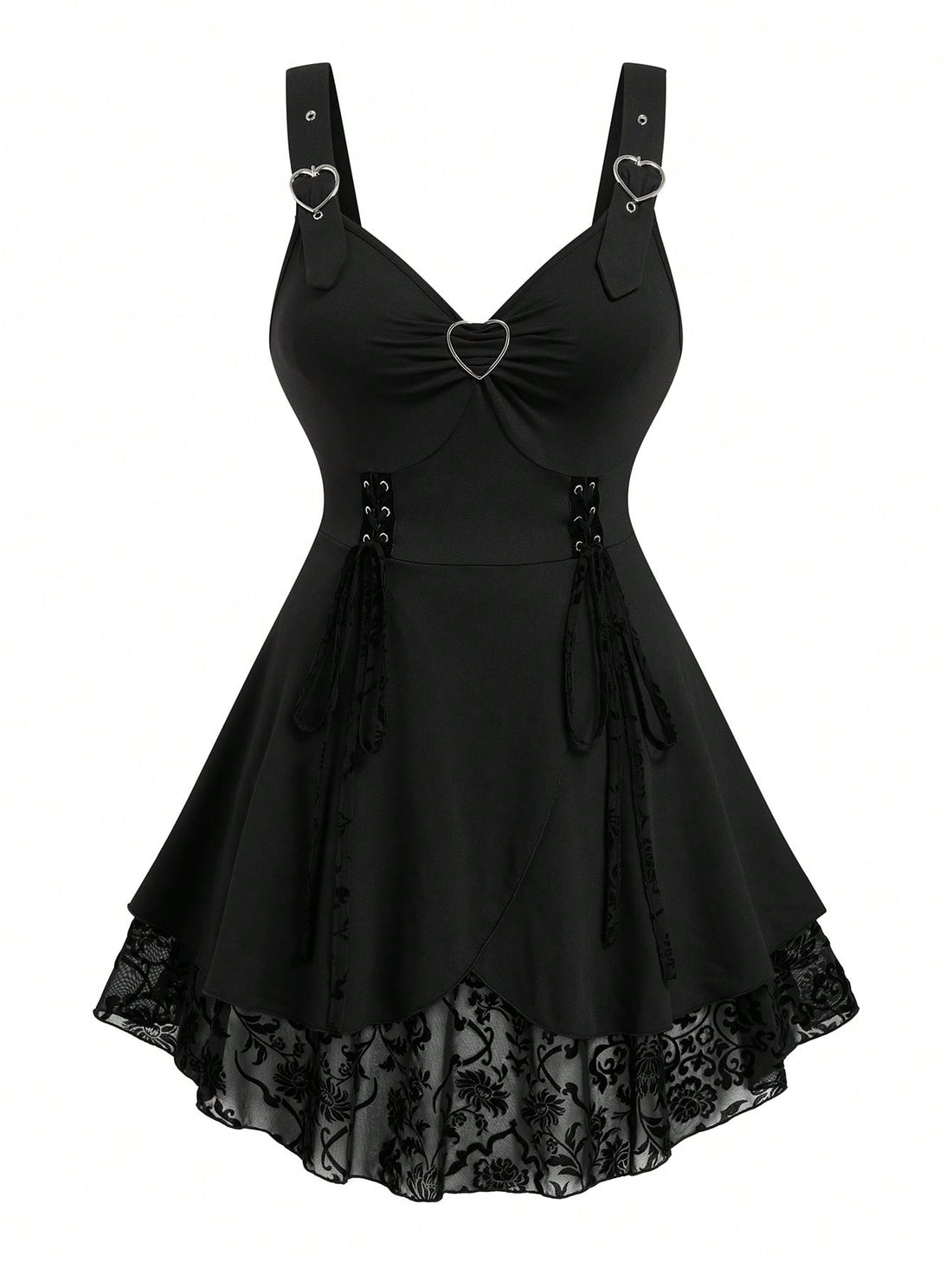 This playful plus size dress features delicate spaghetti straps and a charming lace-up front, perfect for embracing your vacation vibe. The heart patchwork adds a sweet, flirty touch, making it an ideal choice for sunny days and warm nights. Comfortable and stylish, it’s designed to keep you feeling confident and carefree wherever your travels take you.