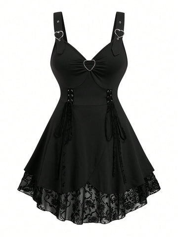This playful plus size dress features delicate spaghetti straps and a charming lace-up front, perfect for embracing your vacation vibe. The heart patchwork adds a sweet, flirty touch, making it an ideal choice for sunny days and warm nights. Comfortable and stylish, it’s designed to keep you feeling confident and carefree wherever your travels take you.