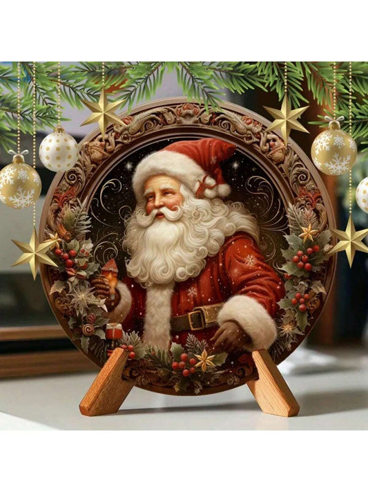 Celebrate the holiday season with our charming Santa Claus Family Wreath Metal Sign. This festive indoor decoration is perfect for bringing holiday cheer to any room. Made of durable metal, this sign features a beautiful wreath design and a jolly Santa Claus, adding a touch of warmth and tradition to your festive decor.