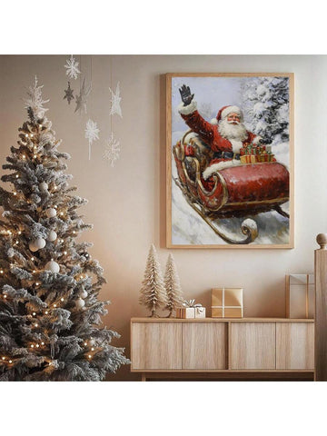 Add a splash of holiday cheer to any room with this Charming Santa Claus Winking Canvas Wall Art. Featuring a playful Santa delivering a cheeky wink, it's the perfect festive touch for your home or office. Brighten up your space and invite smiles all season long with this delightful Christmas decoration.
