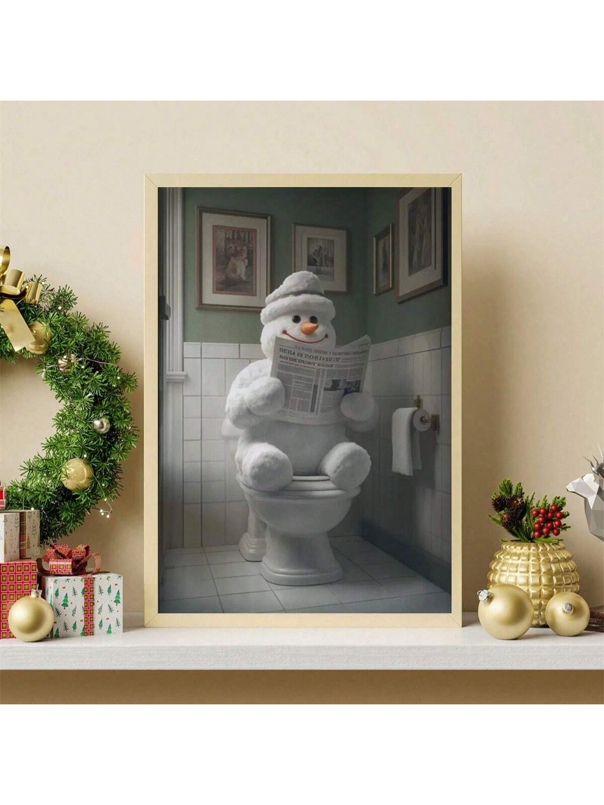 Bring a playful touch of winter cheer to your bathroom with this Charming Snowman Canvas Poster. Featuring a whimsical snowman design, it adds festive warmth and fun to your home décor. Perfect for brightening up your space during the holiday season, this unique canvas poster is sure to make your bathroom feel cozy and inviting all winter long.