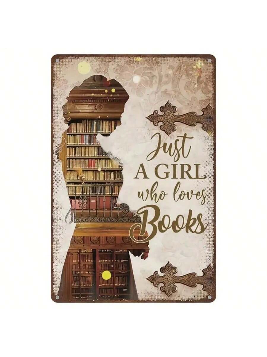 Add a touch of charm to your book nook or library with this vintage metal sign featuring a bookshelf design. Perfect for book lovers, this sign will elevate your reading space and add a unique touch to your decor. A must-have for any bookworm!