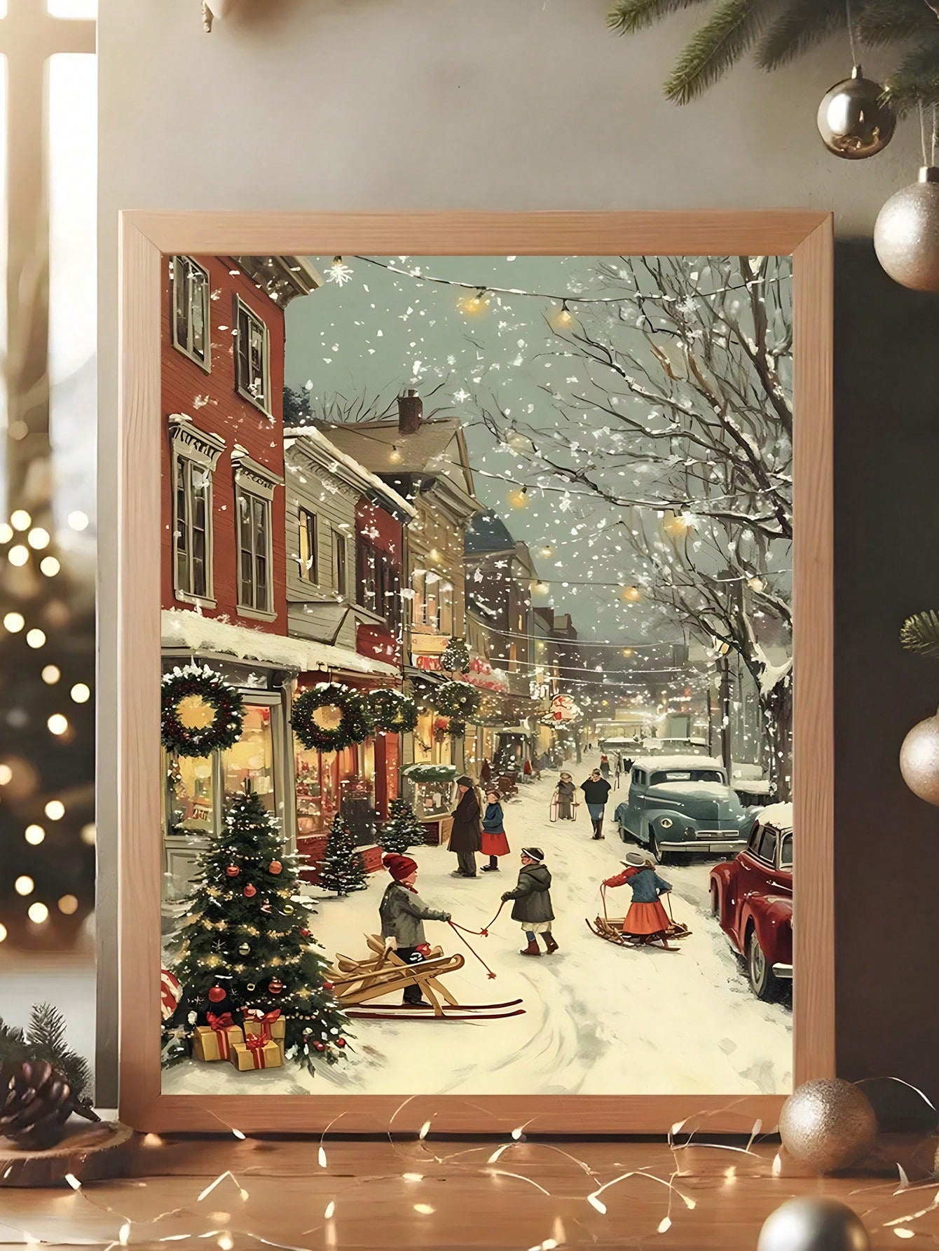 Bring the magic of a classic holiday village to your space with this Charming Vintage Christmas Town Scene Canvas Art. Its nostalgic design adds cozy cheer to any room, making it the perfect festive backdrop for your home or office. Celebrate the season with warmth and whimsy every day!