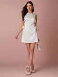 Get ready to turn heads with our Charming White Satin Mini Dress! This dress features a cute bowknot and a classic boat collar, making it perfect for summer events and celebrations. The smooth satin fabric is both luxurious and comfortable, making you feel confident and stylish all day (or night) long.