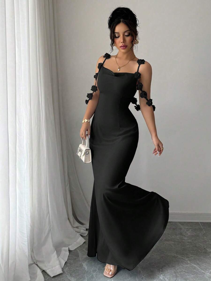 Step into romance with this charming satin dress designed to dazzle. Its sleek, sleeveless cut paired with delicate floral spaghetti straps offers a flirty yet elegant look perfect for dreamy vacations. The silky fabric glides smoothly, keeping you cool while turning heads on every sunset stroll. Whether it's a seaside dinner or a garden party, this dress promises effortless style and a playful vibe wherever you go.