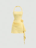 Step into sunshine with this playful halter tie bow mini dress, perfect for your spring and summer beach getaways. Featuring a whimsical jellyfish hem that dances with every breeze and a cinched A-line waist for a flattering silhouette, this dress combines comfort and charm effortlessly. Whether you're strolling along the shore or enjoying a seaside café, its light, breezy design keeps you cool and stylish all day long. Embrace the season’s fun vibes with a dress that’s as lively and free-spirited as you ar