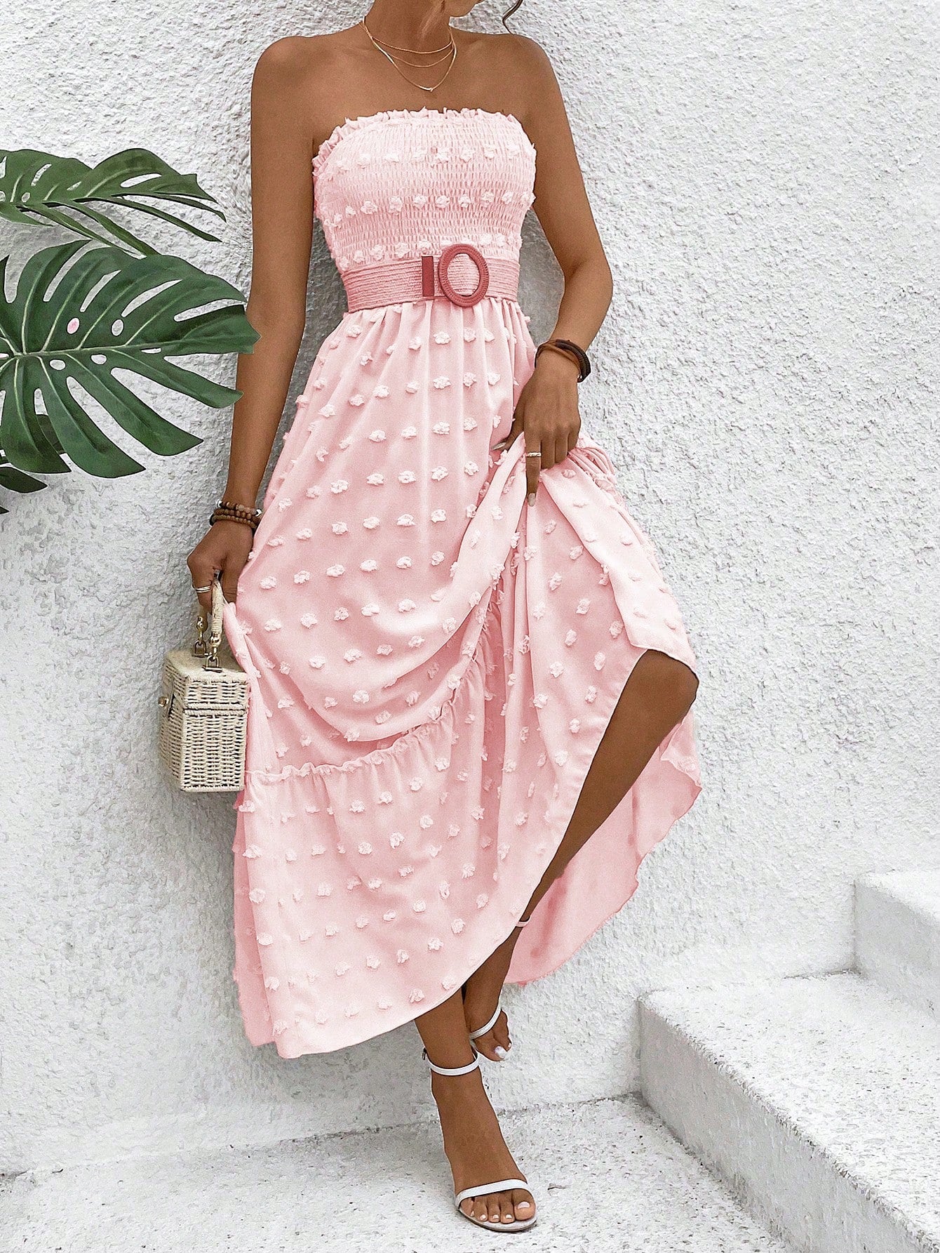 Get ready to turn heads this summer with our Chic 3D Polka Dot Bandeau Dress! Effortlessly stylish, this dress features a playful polka dot design and a comfortable bandeau neckline. Perfect for any summer occasion, it's the must-have dress for a fun and carefree look.