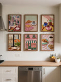 Transform your kitchen into a charming French café with this delightful 6-piece patisserie wall art collection. Featuring whimsical illustrations of coffee cups, croissants, and pastry-inspired designs, these canvas prints bring warmth and personality to any culinary space. Perfect for food lovers and design enthusiasts alike, this set combines gallery-quality artwork with easy installation. Mix and match the pieces to create your own unique gallery wall, or display them as a cohesive ensemble. Elevate your