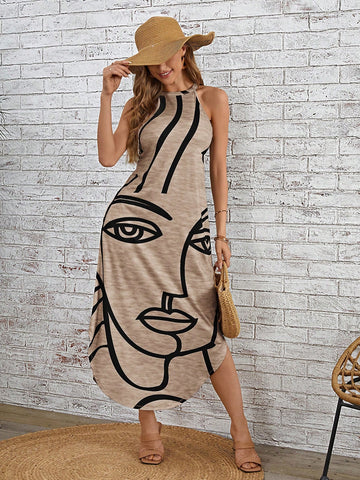 Effortlessly elevate your style with our Chic Abstract Print Sleeveless Dress! Perfect for any occasion, this dress features a unique abstract print that adds a touch of playfulness to your look. With its sleeveless design, it's the epitome of effortless style. So go ahead, make a statement and have fun with your fashion!
