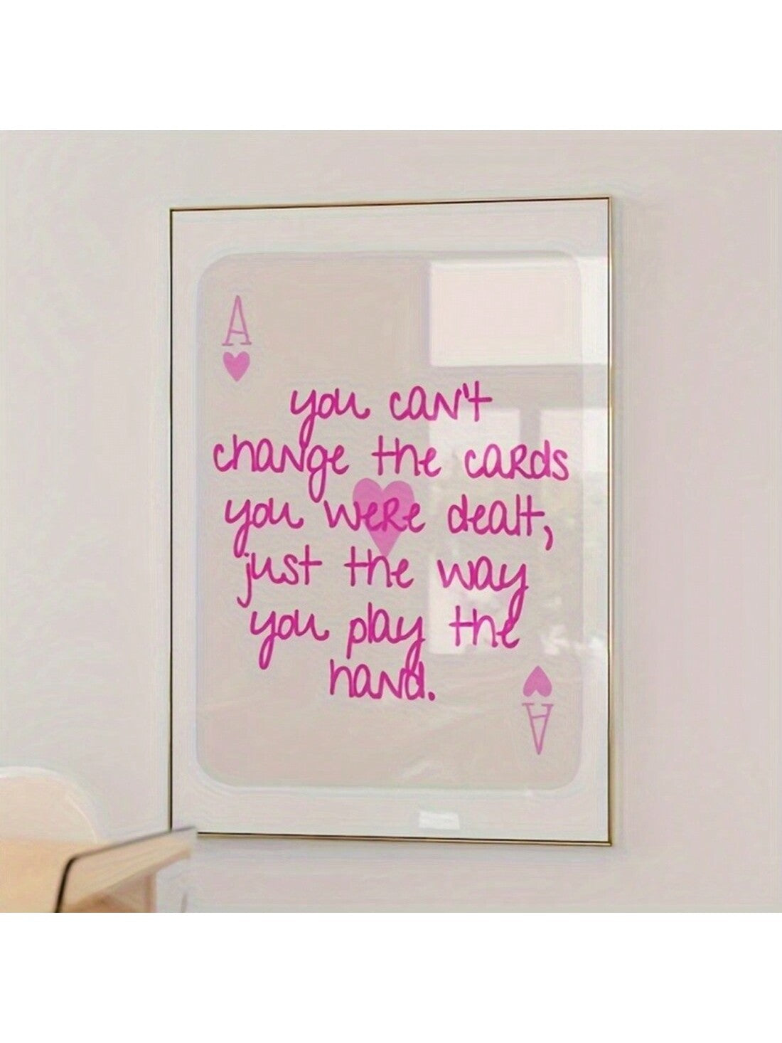 Add a chic touch to your game room or bedroom with this vintage pink canvas poster featuring an ace card design. Perfect for fans of playing cards or those looking for unique wall decor. Bring a bit of whimsy to any space with this playful and stylish piece.