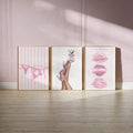Pink bow fashion canvas print with glam editorial styling
