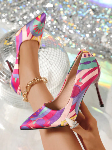 Elevate your style with our Chic & Alluring Super High Heel Pumps. Featuring a pointed toe and stylish prints, these pumps are sure to make a statement. Their high heel adds height and confidence to your look. Step into fashion with these on-trend pumps.