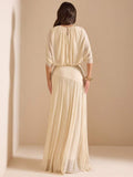 Side view of Chic Apricot Two-Piece Set: Elegant Top and Skirt for Fashionable Women for women styling