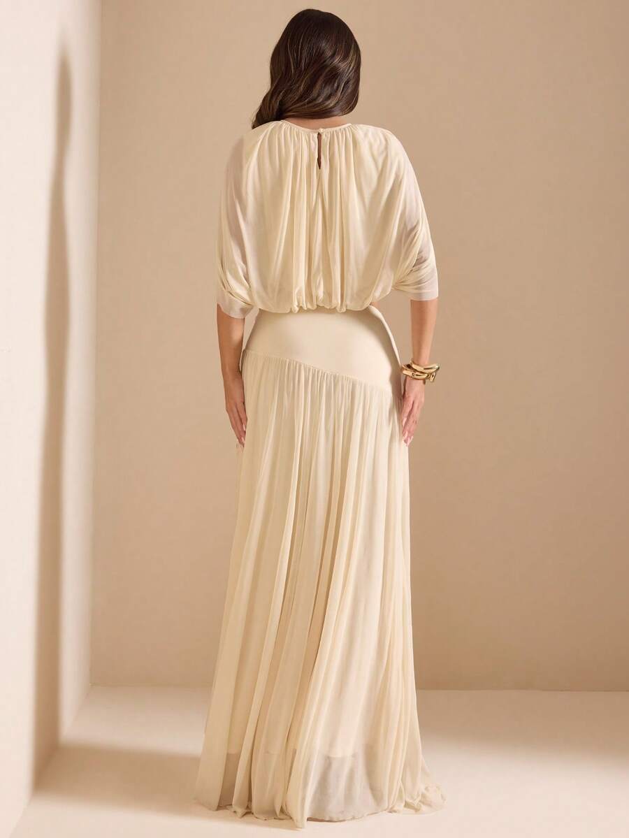 Side view of Chic Apricot Two-Piece Set: Elegant Top and Skirt for Fashionable Women for women styling