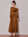 Elevate your everyday style with this chic asymmetric collar dress that effortlessly blends modern sophistication with playful charm. The distinctive asymmetrical neckline adds an unexpected twist to classic elegance, making it perfect for turning heads at brunch, the office, or casual outings. Crafted in a timeless solid color, this versatile piece pairs seamlessly with your favorite accessories and works beautifully across seasons. Whether you're dressing it up with heels or keeping it relaxed with sneake