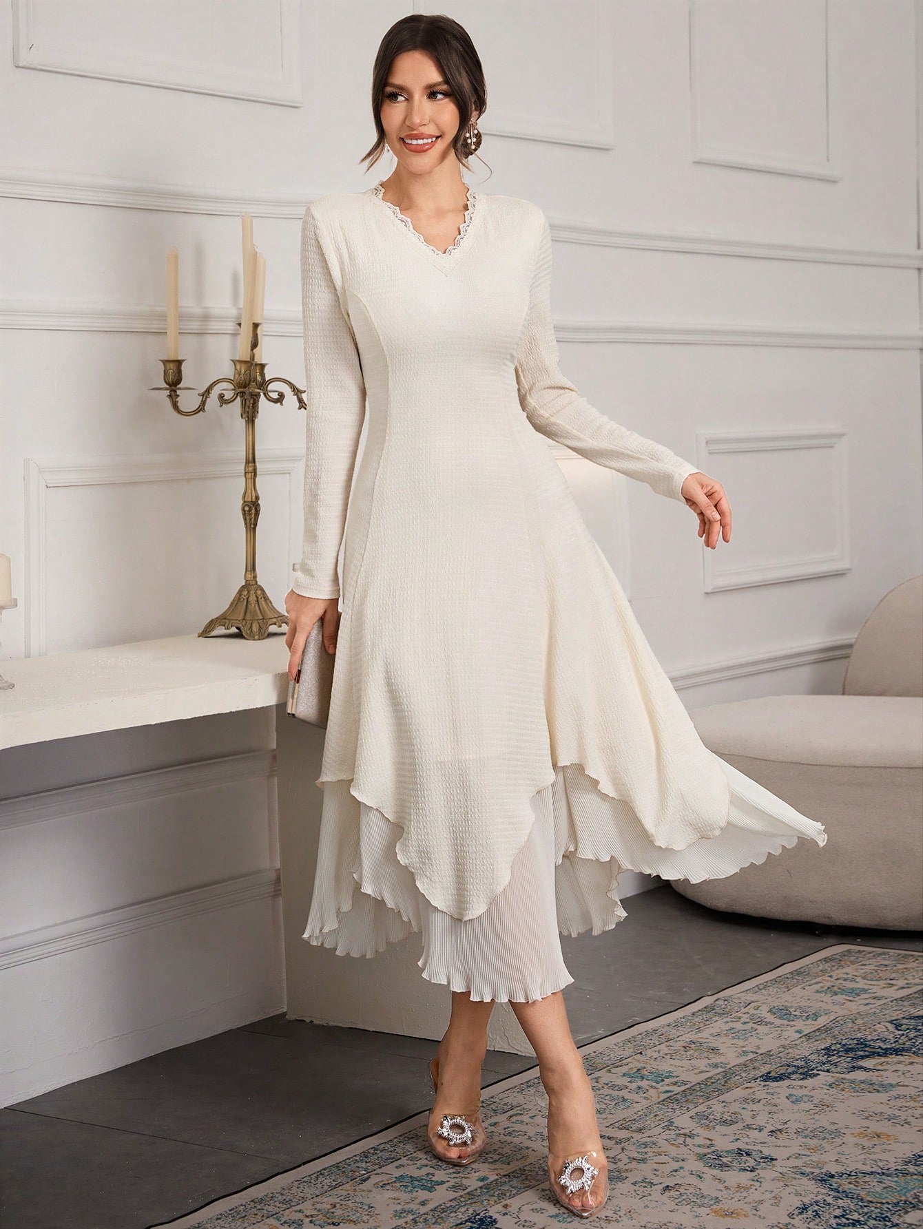 Chic Asymmetric Hem Mid-Length Dress for Women