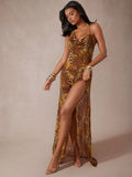 Turn heads and steal the spotlight in this chic asymmetrical dress featuring a sultry cowl neck, daring high slit, and an open back that lets you shine from every angle. Perfect for elegant evenings when you want to mix sophistication with a touch of playful allure. This dress moves with you, adding effortless charm to every step you take. Ready to dazzle?