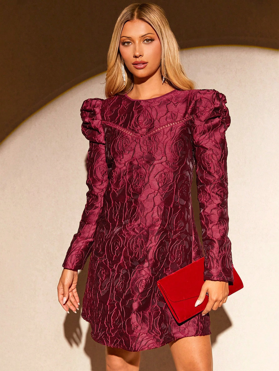 Elevate your autumn wardrobe with the Chic Autumn Elegance dress. Crafted with a delicate floral lace and stunning gigot sleeves, this dress offers a touch of elegance to any occasion. The rich wine red color adds a bold statement, making you stand out in style.