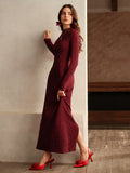 With our Chic Autumn Elegance dress, you'll be the hippest and most elegant woman at any event. The solid color and textured design exude sophistication and style. Perfect for the autumn season, this dress will keep you comfortable and trendy. Up your fashion game with our Chic Autumn Elegance dress!