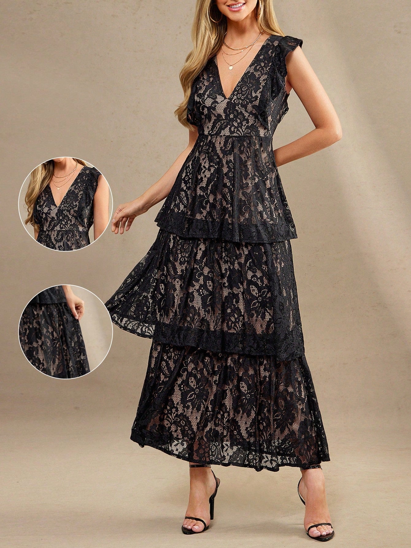 Step into autumn with flair in this Chic Autumn Lace Ruffle Maxi Dress. Its delicate lace and playful ruffles add a touch of whimsy, making it your go-to for parties, casual outings, or a charming afternoon tea. Lightweight and flowing, it keeps you comfortable while turning heads wherever you go. Embrace the season with style and a sprinkle of fun!