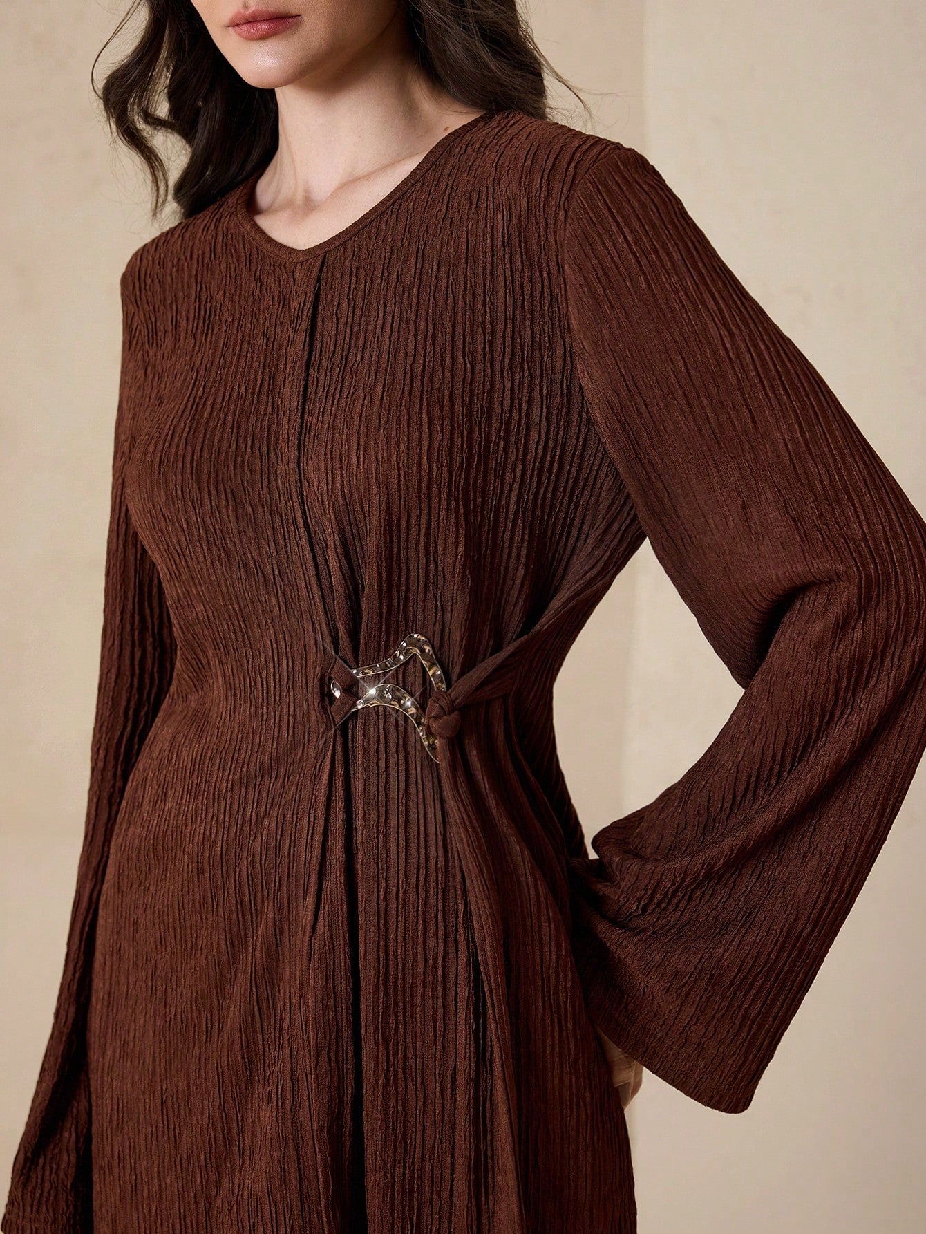 Embrace the season in this effortlessly chic two-piece set that's giving cozy-meets-sophisticated vibes. The rich coffee brown hue pairs beautifully with textured fabrics that add dimension and visual interest, while subtle metal accents elevate the casual aesthetic with just a hint of edge. Perfect for layering through autumn, this versatile outfit transitions seamlessly from weekend errands to casual hangouts. The relaxed fit keeps things comfortable without sacrificing style, making it your new go-to for