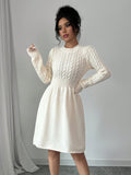Stay stylish and warm this season with our Chic Autumn & Winter Essential: Solid Color Round Neck Long Sleeve Knit Sweater Dress. Made from high-quality materials, this dress combines fashion and functionality. Perfect for any occasion, it will keep you cozy and elegant all day long.