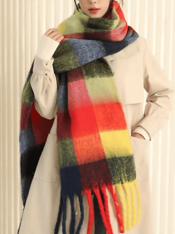 Stay in style and cozy this autumn and winter with our Chic Plaid Scarf. Perfect for everyday wear or to elevate your street style, this neckerchief features a classic plaid pattern that will add a touch of sophistication to any outfit. Keep warm and fashionable with our must-have accessory.