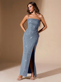 Turn heads and dance the night away in this chic backless party dress. Featuring a daring long slit and delicate straps, it’s designed to keep you comfortable while looking effortlessly stunning. Perfect for celebrations of all kinds, this dress brings the perfect mix of flirty and elegant to your special night. Make every moment unforgettable!