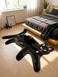 Bring playful charm to your living space with this modern black cat area rug. Featuring a chic cartoon graphic design, it adds personality and style to any room. Crafted from durable 100% polyester, this rug is easy to clean and maintain—simply wash as needed to keep it looking fresh. Perfect for cat lovers and those seeking unique home decor, it also makes a thoughtful graduation gift for someone starting a new chapter. Transform your room with this versatile, washable accent piece.