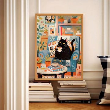 Add a touch of playful elegance to your home or office with our Chic Black Cat Canvas Poster. This modern art deco wall decor features a stylish black cat, sure to make a statement in any room. So go ahead, embrace your inner cat lady (or gentleman!) and spruce up your space with this unique piece.