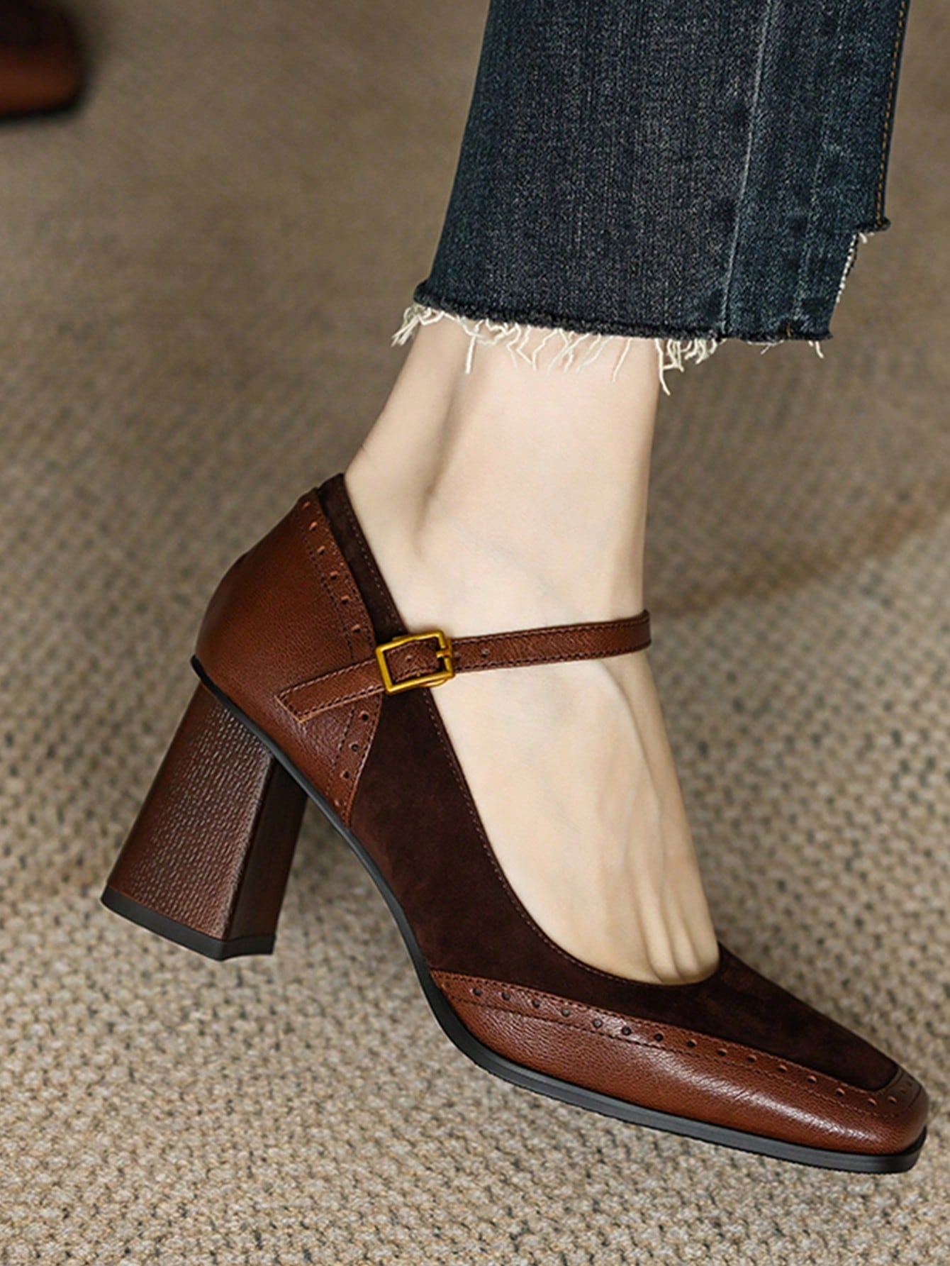 Get ready to strut your stuff in these chic black French-style slingback pumps! With their square toe and thick heel, they provide both style and comfort. Perfect for a night out on the town or a day in the office, these pumps will elevate any outfit. (Pump it up with these stylish and comfortable slingbacks!)