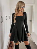 Elevate your fall wardrobe with this effortlessly chic black mini dress that's ready for anything. The long sleeves keep you cozy while the sleek silhouette flatters every frame. Whether you're heading to brunch, a night out, or just making a statement around town, this versatile piece transitions seamlessly from day to night. Pair it with sneakers for casual vibes or dress it up with heels—either way, you're serving looks. A timeless essential that proves black never goes out of style.