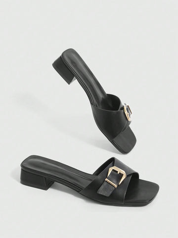 Step out with flair in these Chic Black Metal Decor Open Toe Sandals. Their sleek black design paired with eye-catching metal accents effortlessly elevates any outfit, perfect for turning heads at casual brunches or night outs. Lightweight and breathable, they keep your feet comfy while adding a dash of bold style to your wardrobe. Ready to strut your stuff? These sandals are your ultimate go-to for fun, fashionable elegance.