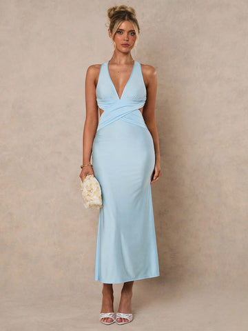 Turn heads in this stunning blue bodycon dress that's as versatile as it is gorgeous. The daring backless design creates an effortlessly chic silhouette perfect for making a statement at summer getaways, graduation celebrations, or night-out moments. The form-fitting cut flatters your curves while the open back adds that touch of bold elegance. Whether you're dancing under the stars or celebrating life's big moments, this dress delivers confidence and style in one fabulous package. Your go-to piece for any 