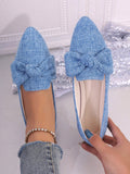 These chic blue bow decor casual flats are the perfect choice for spring and autumn. With its stylish design and comfortable fit, these flats are suitable for any casual occasion. The bow adds a touch of elegance, while the breathable material ensures your feet stay comfortable all day long.