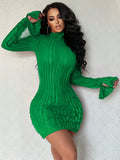 This bodycon dress is designed for women who want to make a stylish statement. The chic split sleeves add a touch of elegance while the bodycon fit accentuates your curves. Made with high-quality materials, this dress is perfect for any occasion. Upgrade your wardrobe with this must-have piece.