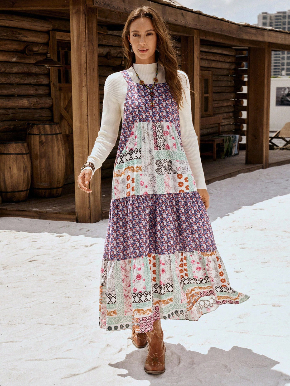 Embrace your free-spirited style with this stunning bohemian maxi dress that's equal parts elegant and effortless. Featuring a charming woven square collar, a gracefully pleated full skirt that moves with you, and adjustable buttons for the perfect fit, this dress is your go-to for everything from weekend adventures to sunset gatherings. Crafted with comfort and flair in mind, it's the kind of piece that makes you feel like the best version of yourself—no matter where the day takes you.