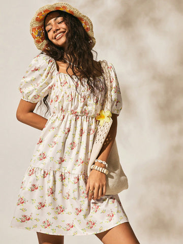 Step into summer with this playful Chic Bohemian Mini Dress, featuring a vibrant floral print that captures the carefree spirit of vacation days. The open back adds a flirty touch, while puff sleeves bring a fun, whimsical vibe. Lightweight and breezy, this dress is your go-to for sunny adventures and effortless style.