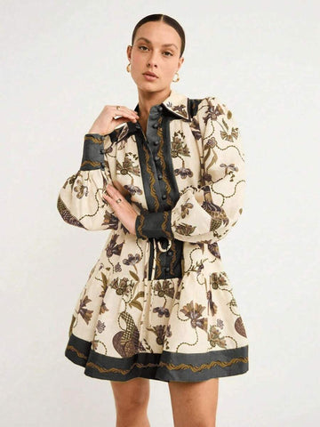 Embrace Free-Spirited Elegance in Our Chic Bohemian Short Dress with Printed Lapel!

Experience the perfect harmony of artisanal charm and sharp, modern tailoring. This stunning long-sleeve short dress is meticulously designed for the woman who values a high-fashion, bohemian aesthetic—the ultimate centerpiece for sun-drenched spring vacations, romantic garden brunches, and effortless summer city strolls.

Sophisticated Printed Lapel Detail: Featuring a masterfully curated, vibrant print along the collar, t