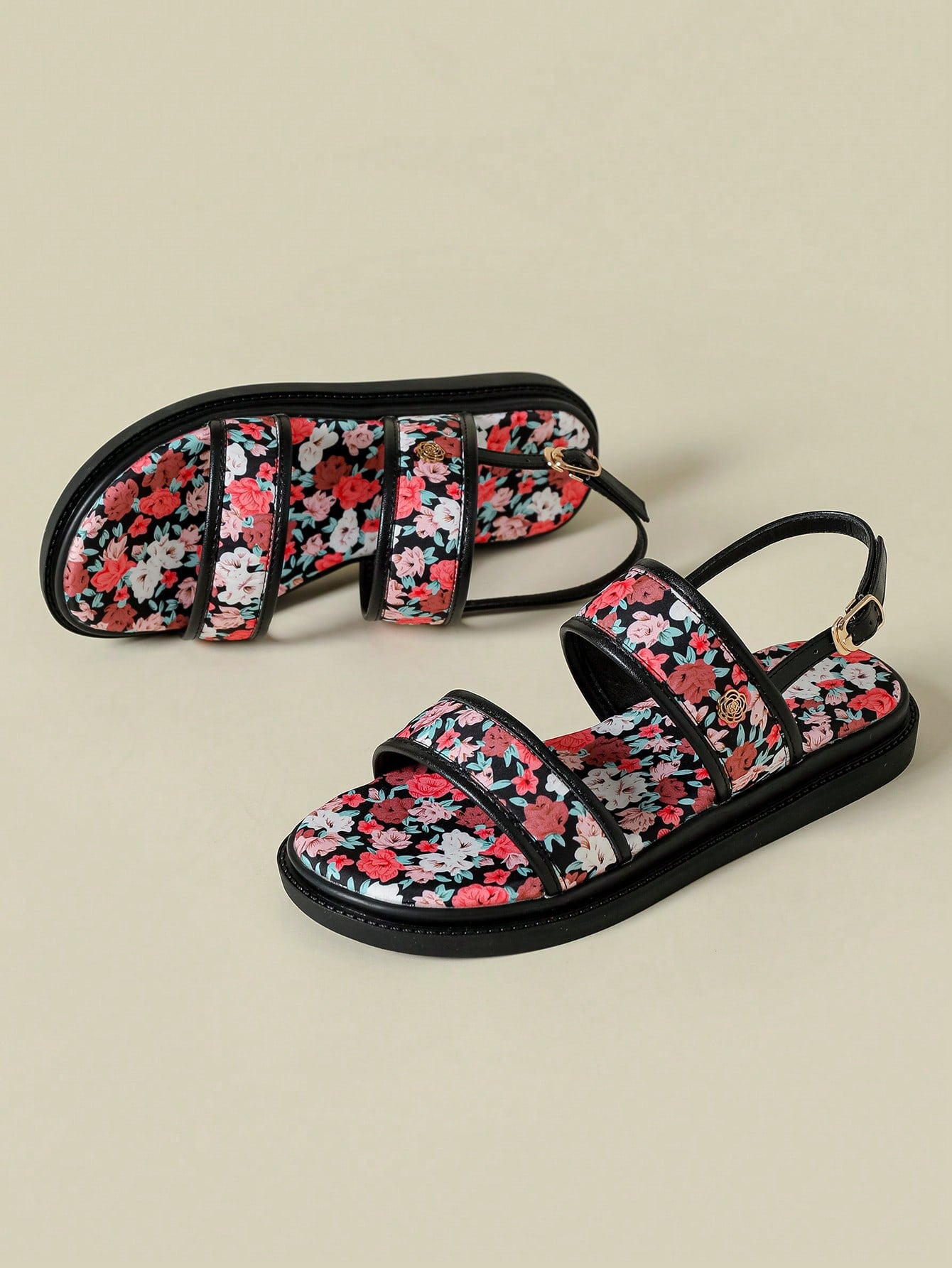 Step into summer with these chic bohemian sandals! Featuring a thick sole and retro floral design, these wedges will take you on stylish adventures. Buckle up and show off your playful side in these peep toe sandals. (No serious fashionistas allowed).