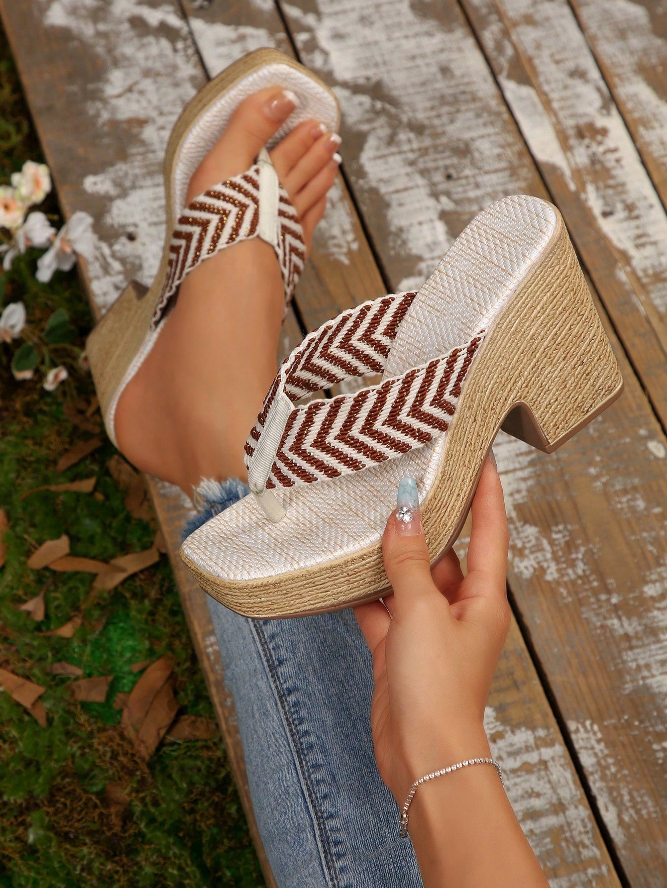Step into summer with these Chic Bohemian Woven Platform Wedge Flip Flops! Their playful woven design adds a breezy, stylish touch to your beach days, while the platform wedge gives you just the right lift for effortless confidence. Perfect for sunny strolls or seaside fun, these flip flops blend comfort and boho charm for your ultimate summer vibe.