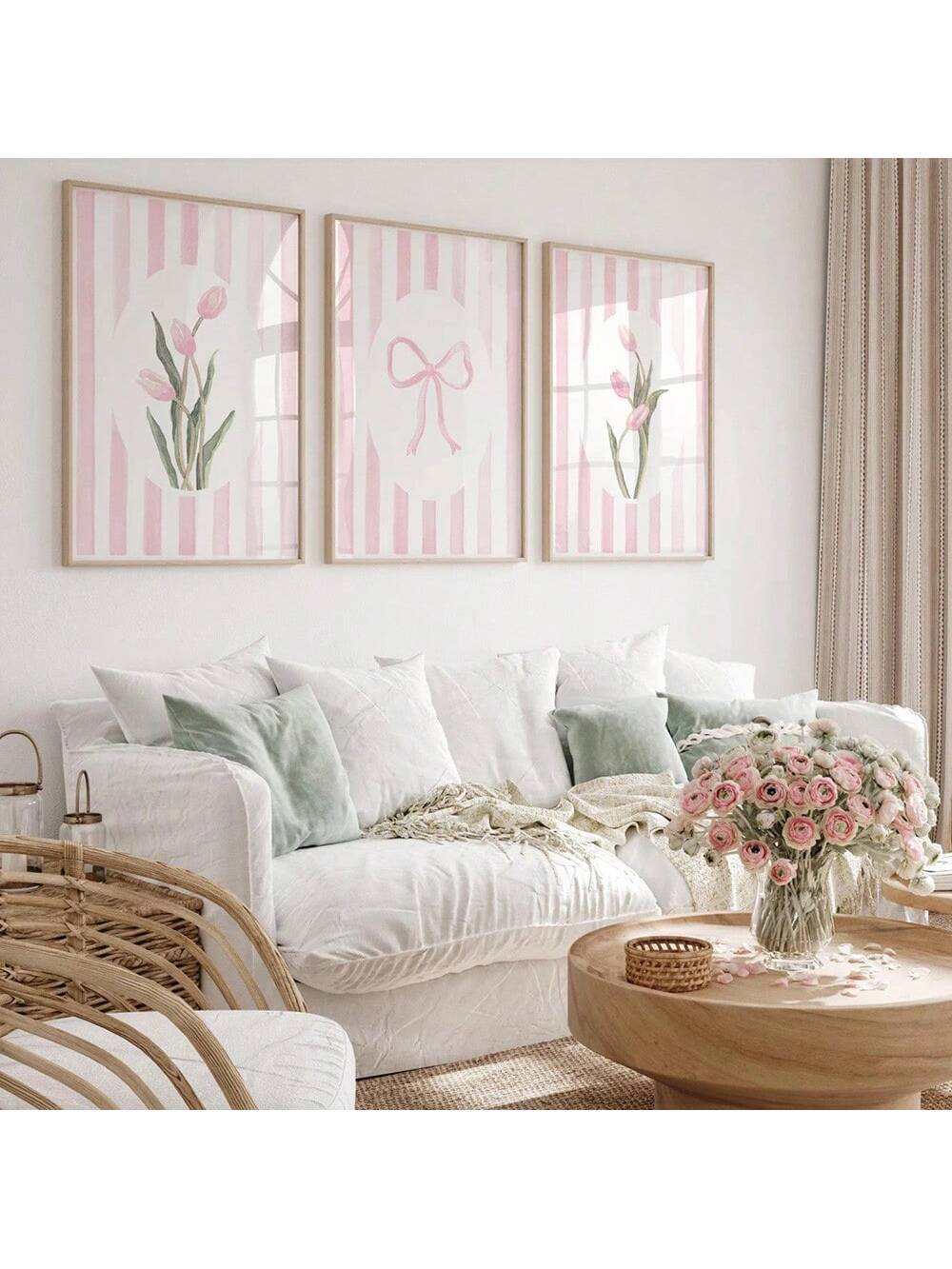 Add a touch of bohemian charm to your home with our Chic Boho Botanical Art Set featuring delicate pink tulips. Perfect for modern home decor, this unframed set will add a pop of color and whimsy to any room. (Tulip puns not included.)