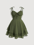 Add some elegant boho charm to any occasion with our Chic Boho Front Lacing Cami Dress. Designed for plus-size women, this dress offers both style and comfort. The front lacing adds a touch of individuality, making you stand out in any crowd. Perfect for any event, this dress is a must-have for your wardrobe.